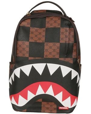 Sprayground Enlarged Check Shark-Print Backpack - Red
