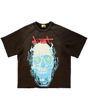 DIET STARTS MONDAY Skull-Print Half-Sleeve Sweatshirt - Black