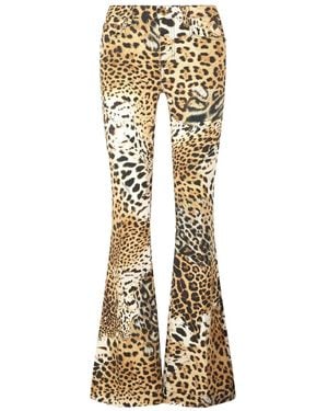 Roberto Cavalli Vaqueros Acampanados Con Estampado De Leopardo - Metálico