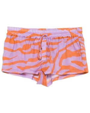 The Attico Zebra-Print Drawstring Shorts - Red