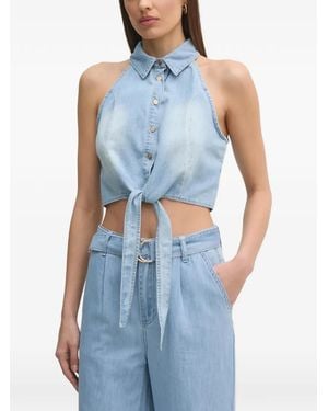 GAUDI Halterneck Front-Knot Top - Blue