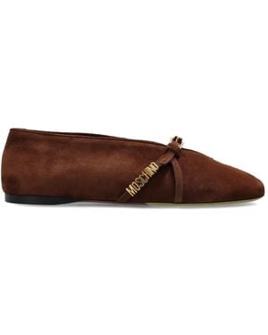 Moschino Logo-Plaque Leather Ballet Flats - Brown
