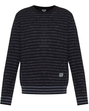 Loewe Pull Rayé À Logo Brodé - Bleu