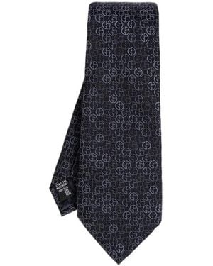 Giorgio Armani Ga Logo-Jacquard Tie - Blue