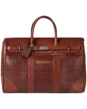 Brunello Cucinelli Maleta con diseño trenzado - Rojo