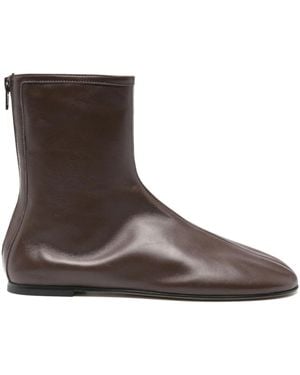 Dear Frances Balla Leather Zipped Ankle Boots - Brown