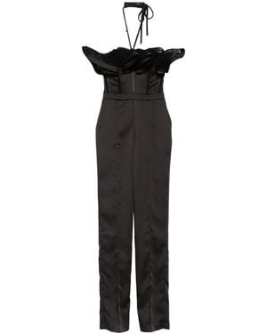 Elisabetta Franchi Ruffled Corset-Style Jumpsuit - Black