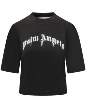 Palm Angels Curved Logo Boxy T-Shirt - Black
