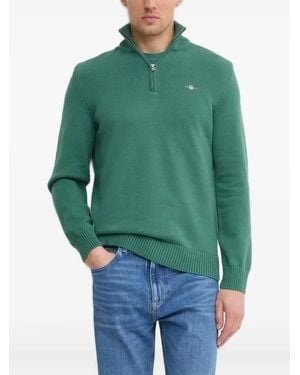 GANT High-Neck Half-Zip Jumper - Green