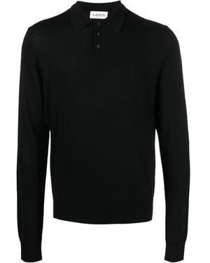 Lanvin Long-Sleeve Polo Shirt - Black