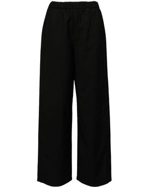 Izzue Elasticated-Waist Straight-Leg Trousers - Black