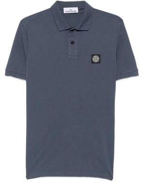 Stone Island Polo Cintré À Patch Logo En Coton - Blue