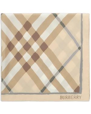 Burberry Watercolour Check Silk Scarf - Natural