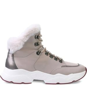 Högl Luis Faux Fur-Trimmed Lace-Up Boots - Grey