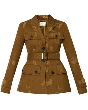 Erdem Floral-Jacquard Belted Blazer - Green