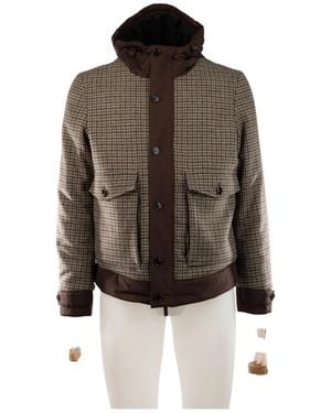 Heskimo Houndstooth Hooded Jacket - Brown