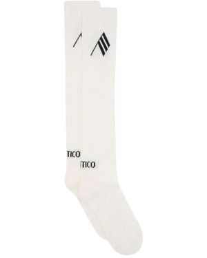 The Attico Calcetines altos con logo bordado - Blanco