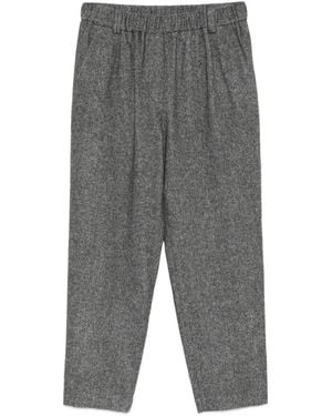 Antonelli Herringbone-Pattern Elasticated-Waistband Trousers - Grey