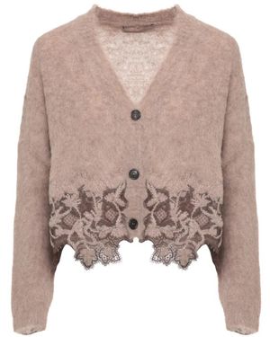 D.exterior Lace-Trim Cardigan - Natural