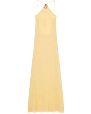 Alanui Halterneck Sleeveless Maxi Dress - Metallic