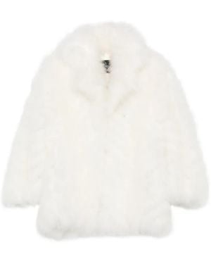 Simonetta Ravizza Vincent Faux-Fur Notch-Lapel Coat - White