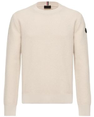 Moncler Logo-Patch Waffle-Knit Sweater - White