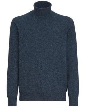 Brunello Cucinelli Mouliné Rollkragenpullover Aus Kaschmir - Blau