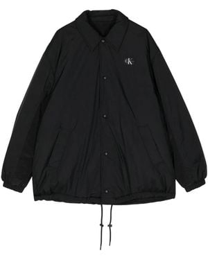 Calvin Klein Straight-Collar Reversible Shirt Jacket - Black