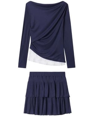 B+ AB Ruffled Mini Skirt Set - Blue