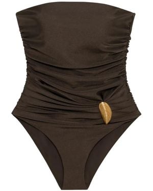Jonathan Simkhai Lorena Shell-Embellished Strapless Swimsuit - Black