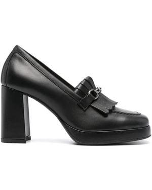Nero Giardini 95Mm Leather Court Shoes - Black