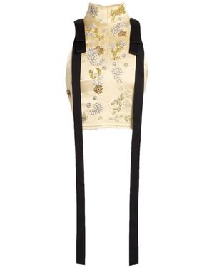 Erdem Crystal-Embellished Bow-Detail Top - White