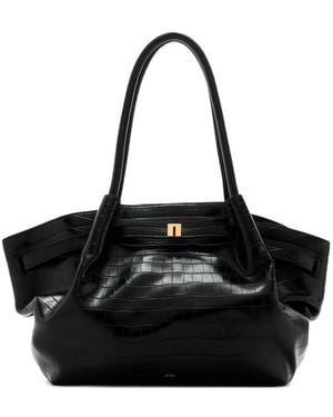 JW PEI Medium Hana Crocodile-Embossed Tote Bag - Black