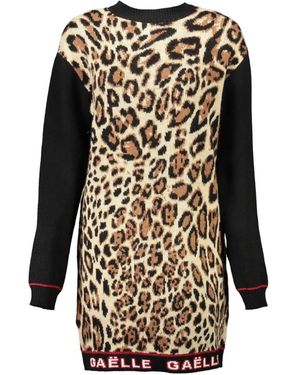 Gaelle Leopard-Print Knitted Dress - Black