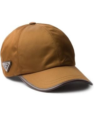 Prada Honkbalpet Met Logoplakkaat - Bruin