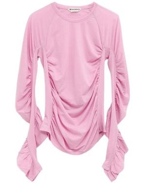 JW Anderson Ruched Long-Sleeve Top - Pink