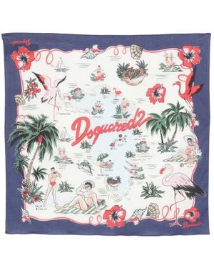 DSquared² Floral-Print Scarf - White