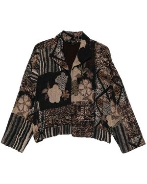 Yavi Veste Fleurie À Design Patchwork - Black