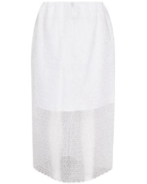 Cecilie Bahnsen Donna Flower-Embroidered Skirt - White