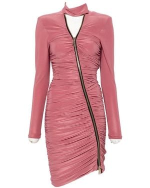 MITILIANE COUTURE Ruched Zipped Mini Dress - Pink