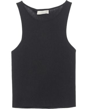 Amomento Fine-Ribbed Crew-Neck Tank Top - Black