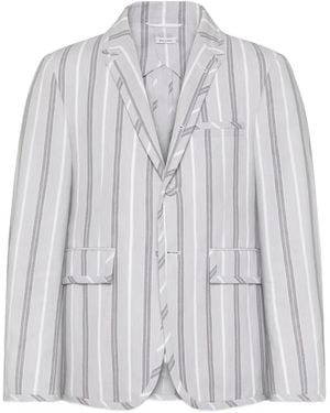 Thom Browne Madras Striped Blazer - Grey