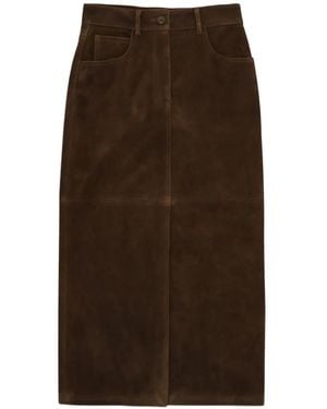Fortela Jupe Longue Jasmine En Daim - Brown