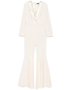 Elisabetta Franchi Mono Con Ribete De Encaje - Blanco