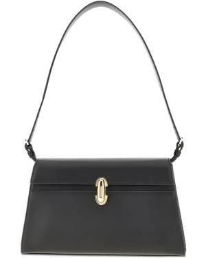 SAVETTE Symmetry Leren Schoudertas - Zwart