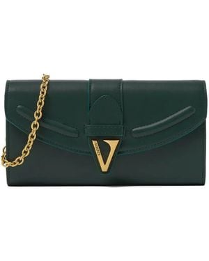 Versace V-Logo Leather Wallet - Green