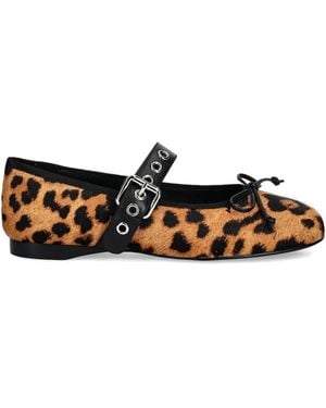 Jeffrey Campbell Leopard-motif buckle flats - Marrón