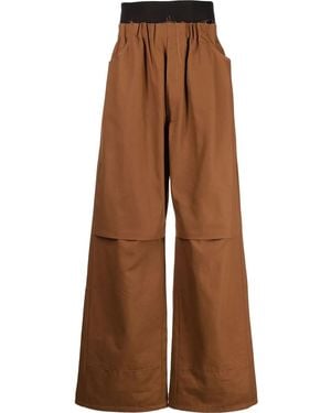Raf Simons Gathered-Waist Wide-Leg Pants - Brown