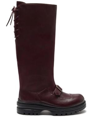 LILI CURIA Botas Joan Con Cordones Y Hebilla - Rojo