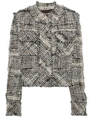 JNBY Crystal Embellishment Tweed Jacket - Gray